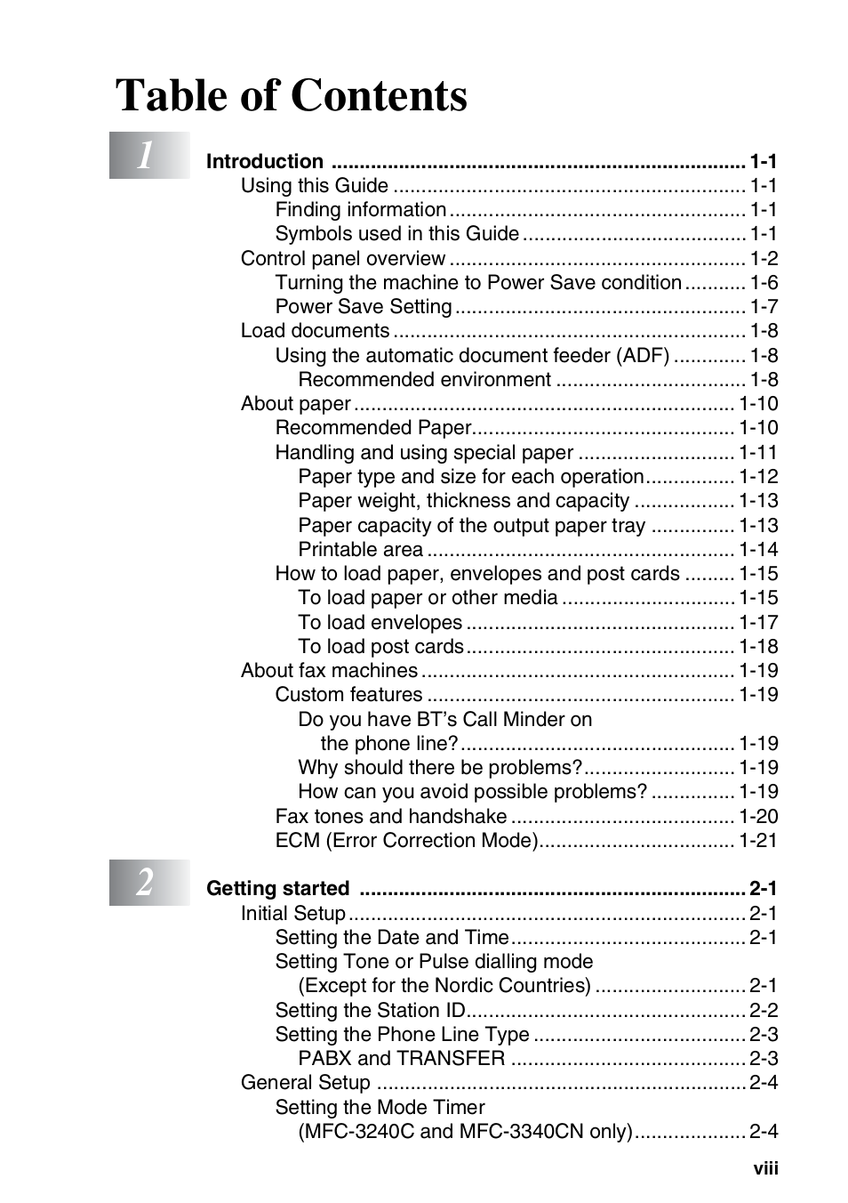 Brother FAX-1840CN User Manual | Page 10 / 220