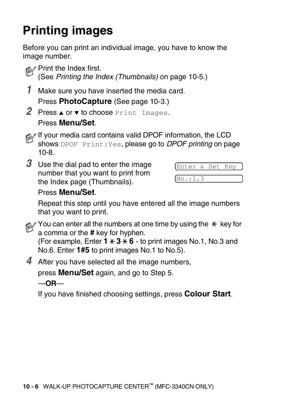 Printing images, Printing images -6 | Brother FAX-1840CN User Manual | Page 129 / 220