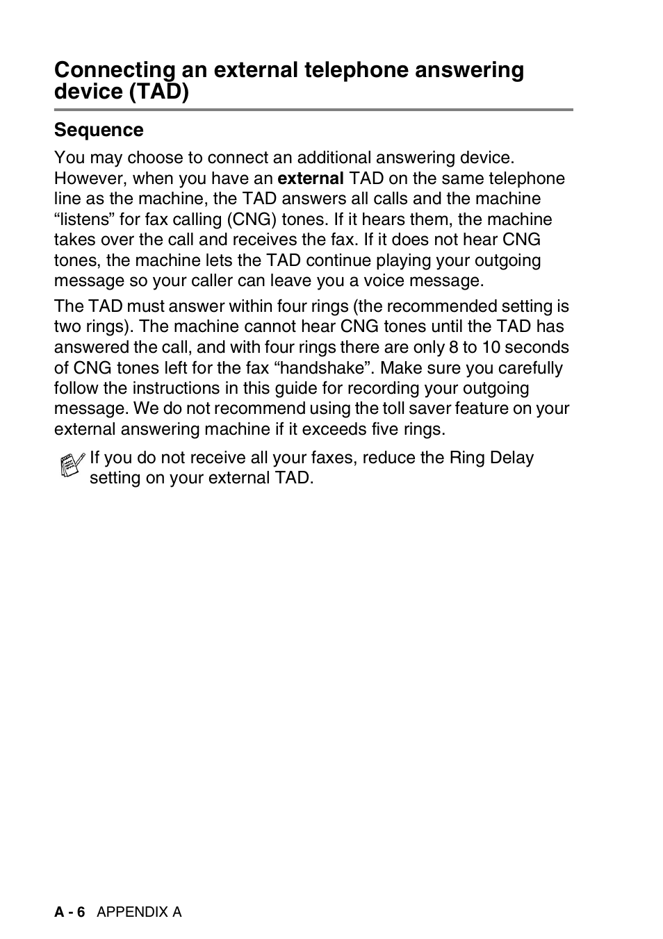 Sequence, Connecting an external telephone answering | Brother FAX-1840CN User Manual | Page 175 / 220