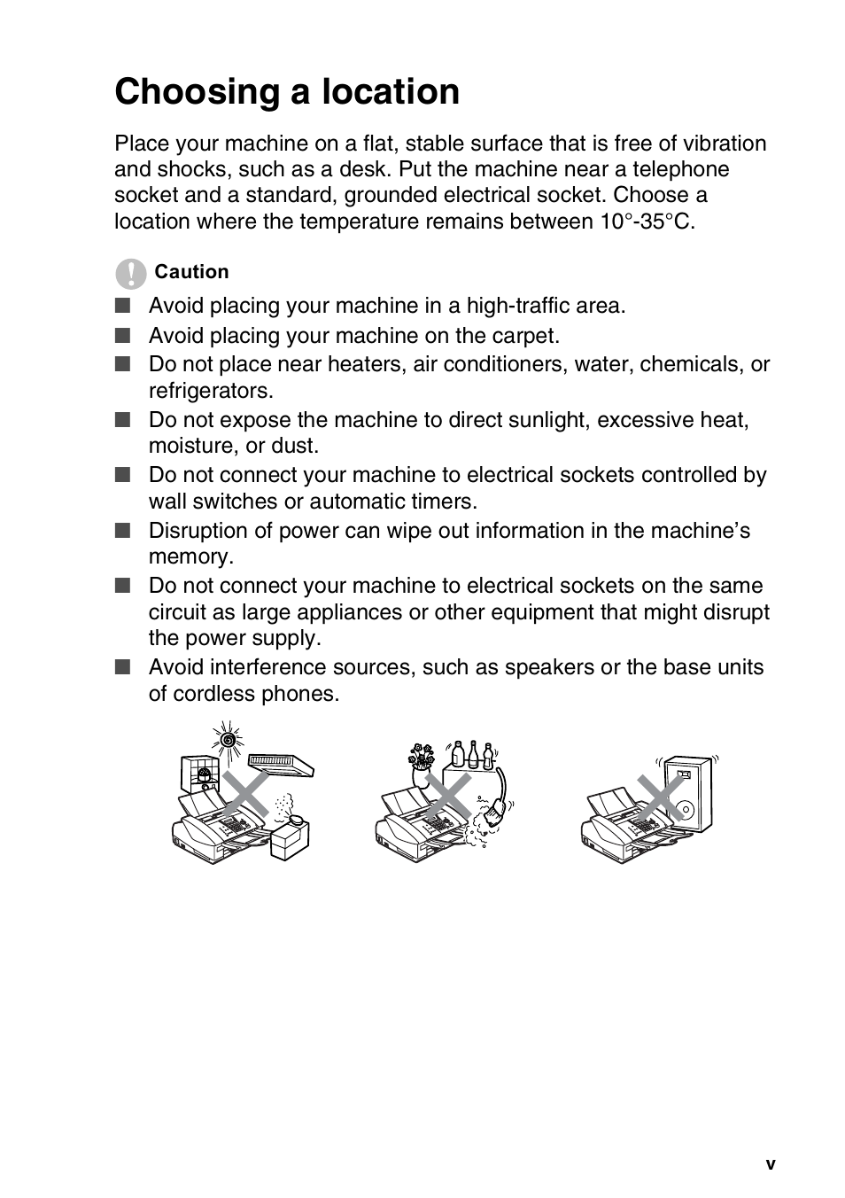 Choosing a location | Brother FAX-1840CN User Manual | Page 7 / 220