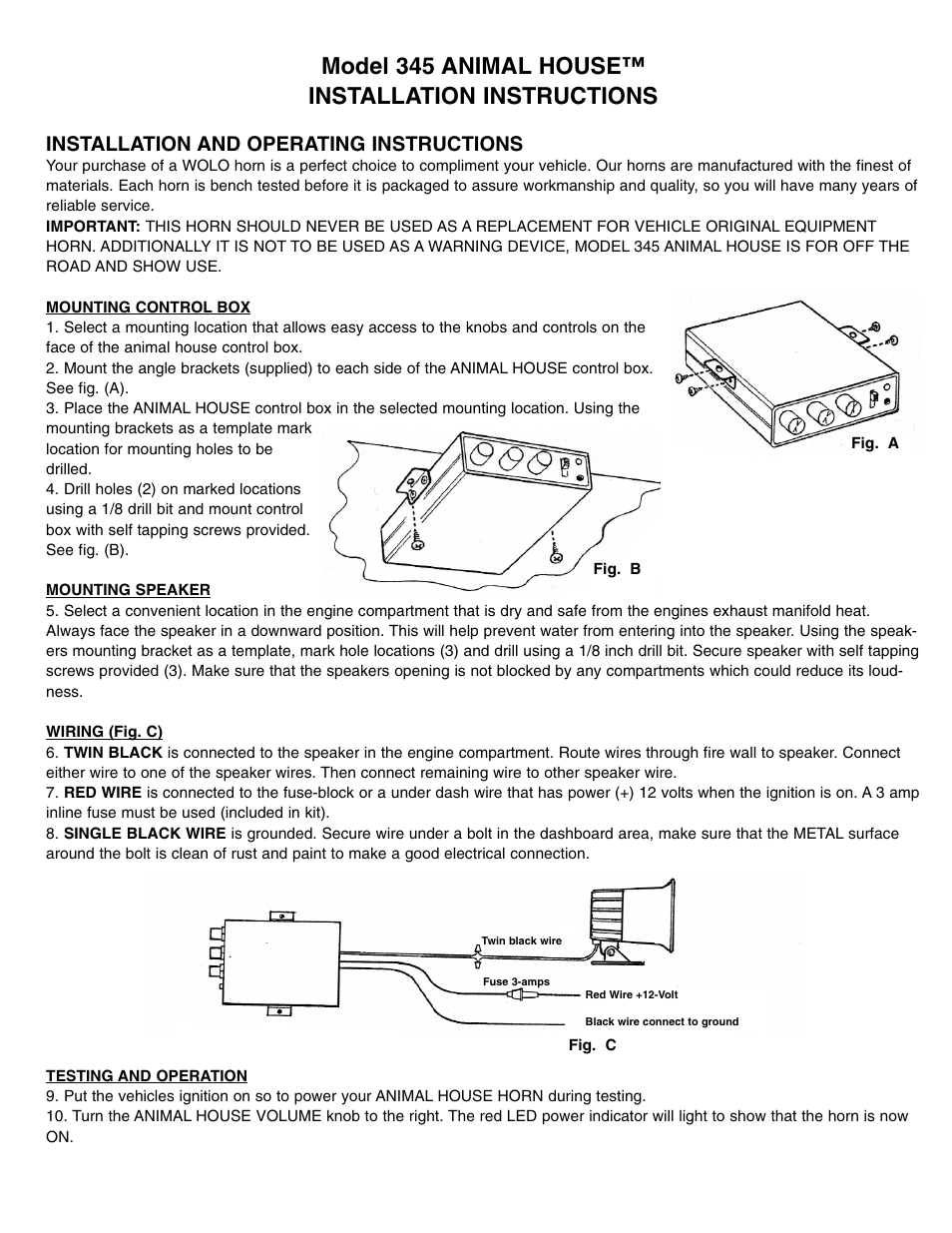 Wolo 345 Animal House User Manual | 2 pages