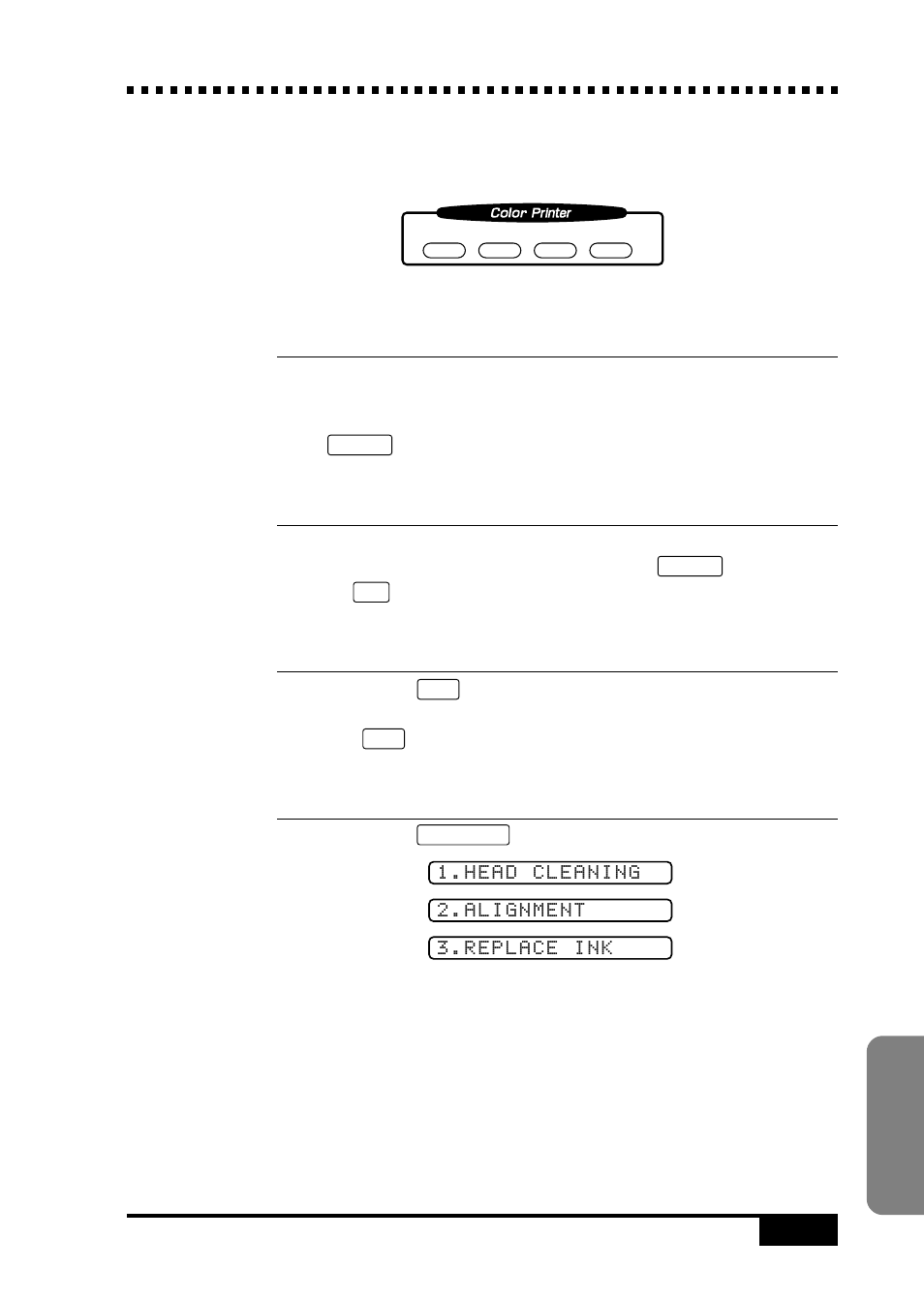 Printer operation keys, On/off line key, Reset key | Priority key, Ink management key | Brother MFC 7050C User Manual | Page 137 / 264