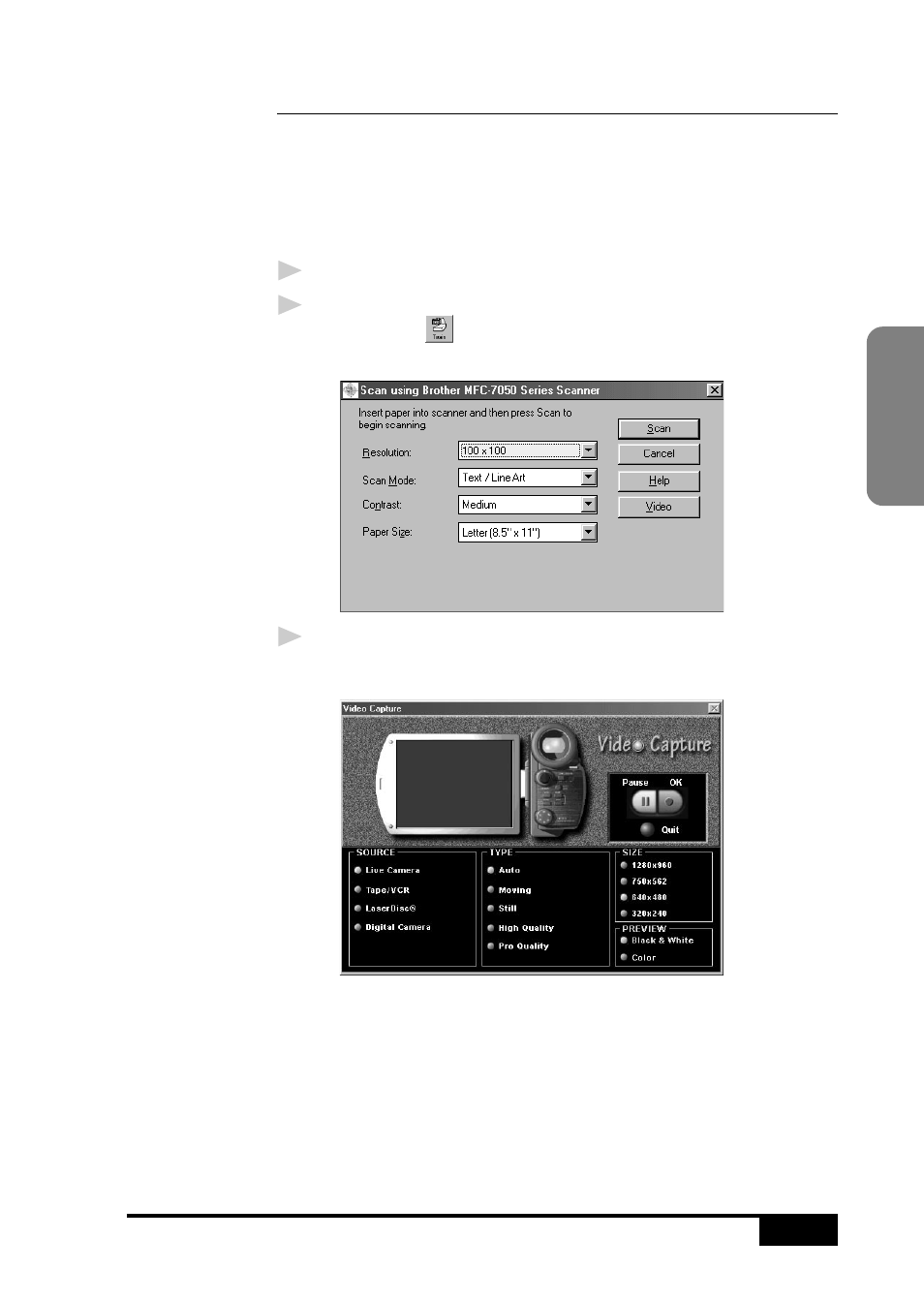 Capturing an image | Brother MFC 7050C User Manual | Page 165 / 264