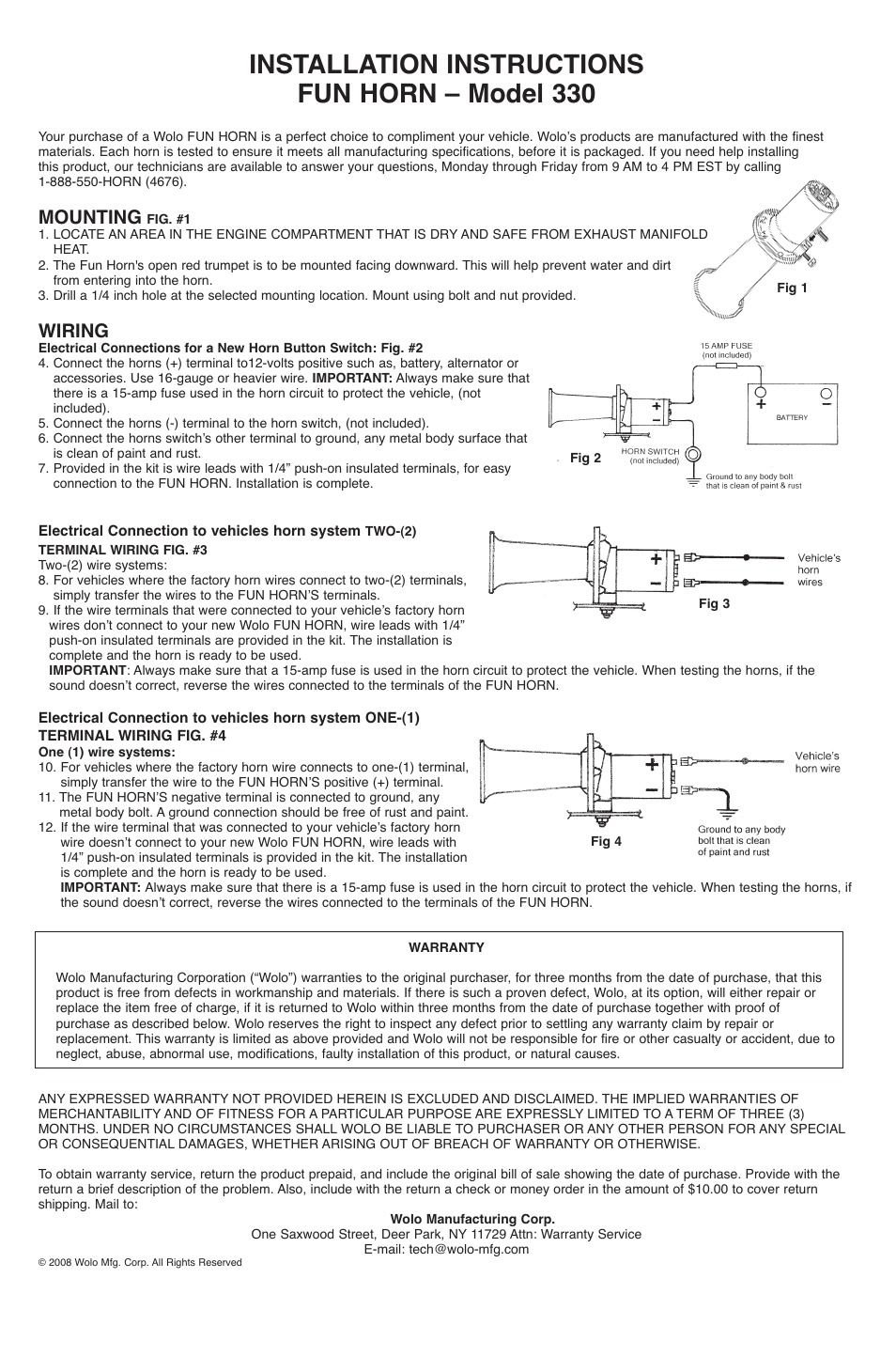 Wolo 330 Fun Horn User Manual | 1 page