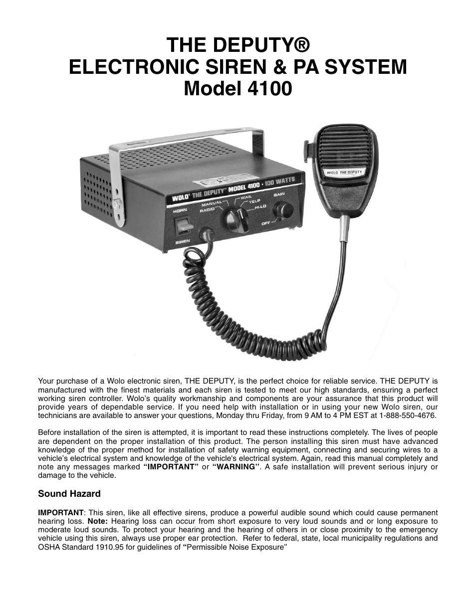 Wolo 4100 The Deputy User Manual | 4 pages