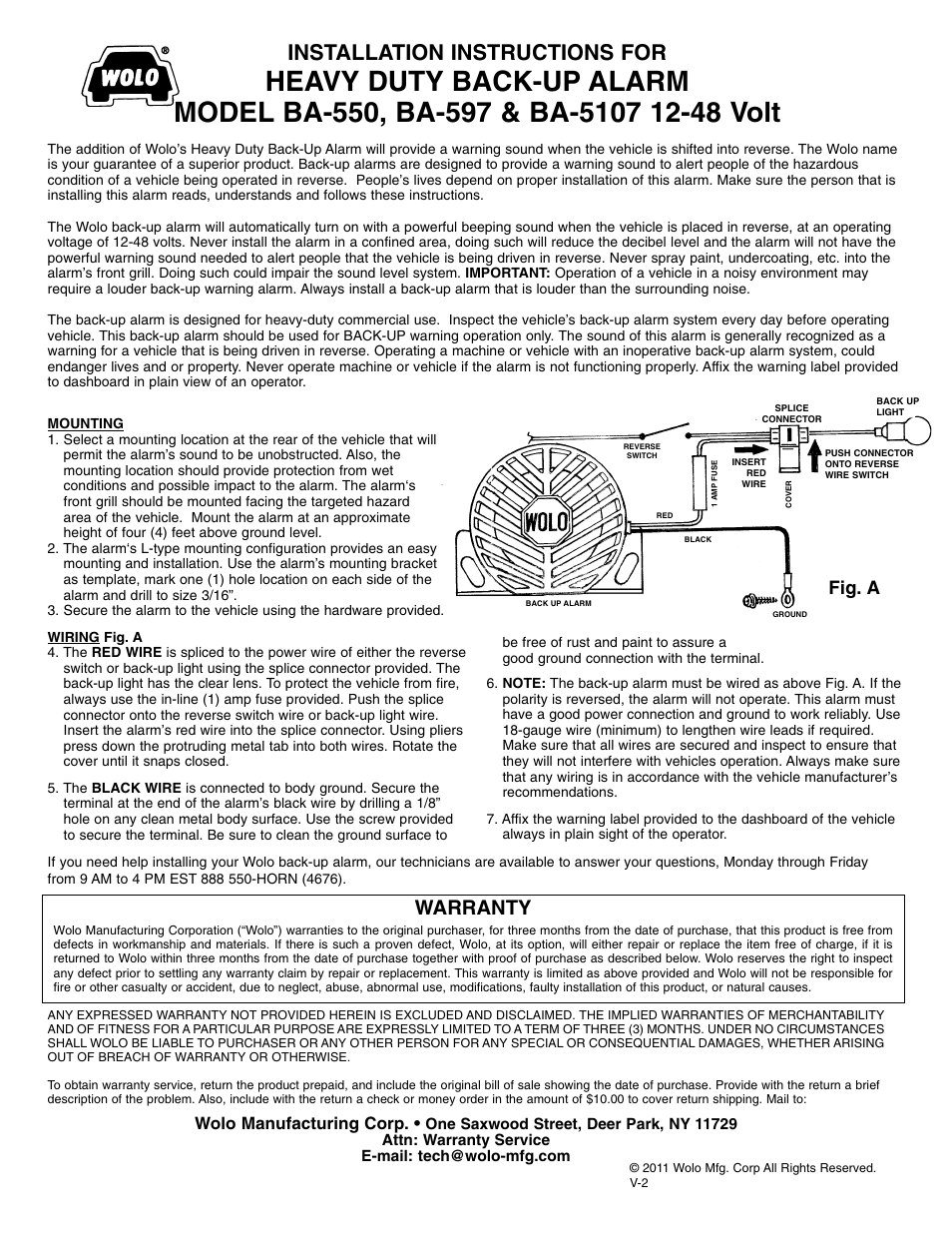 Wolo BA-597 Industrial grade User Manual | 1 page