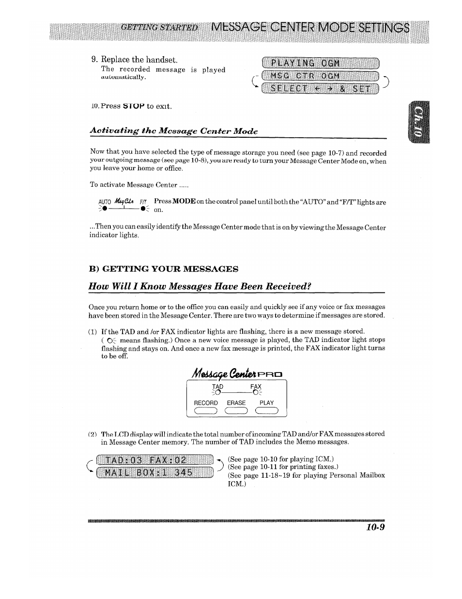 How will i know messages have been received, How will 1 know messages have been received? -9, B) getting your messages | Tliiillbisiigiibiibi | Brother 875 MC User Manual | Page 105 / 166