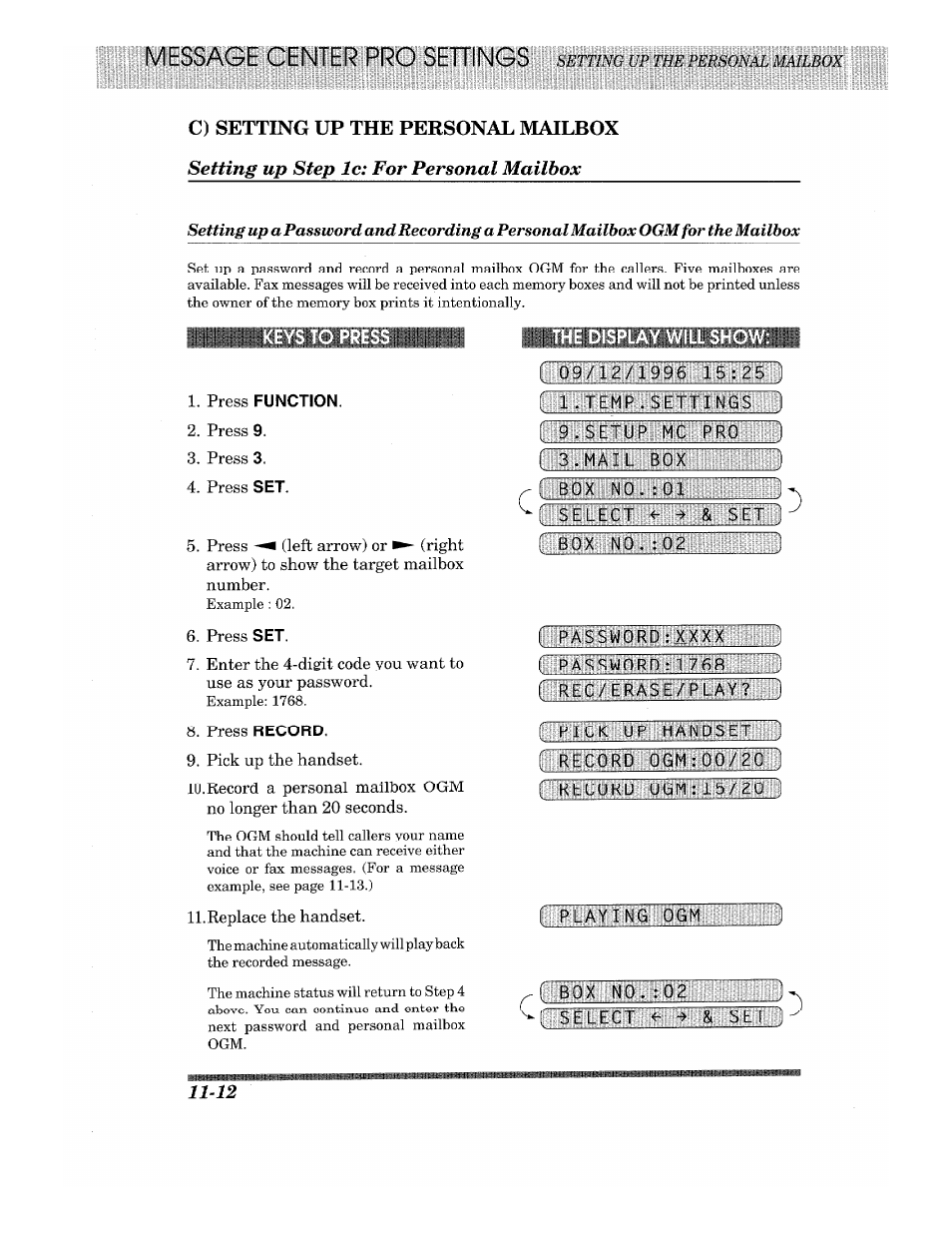 The display will sho | Brother 875 MC User Manual | Page 136 / 166