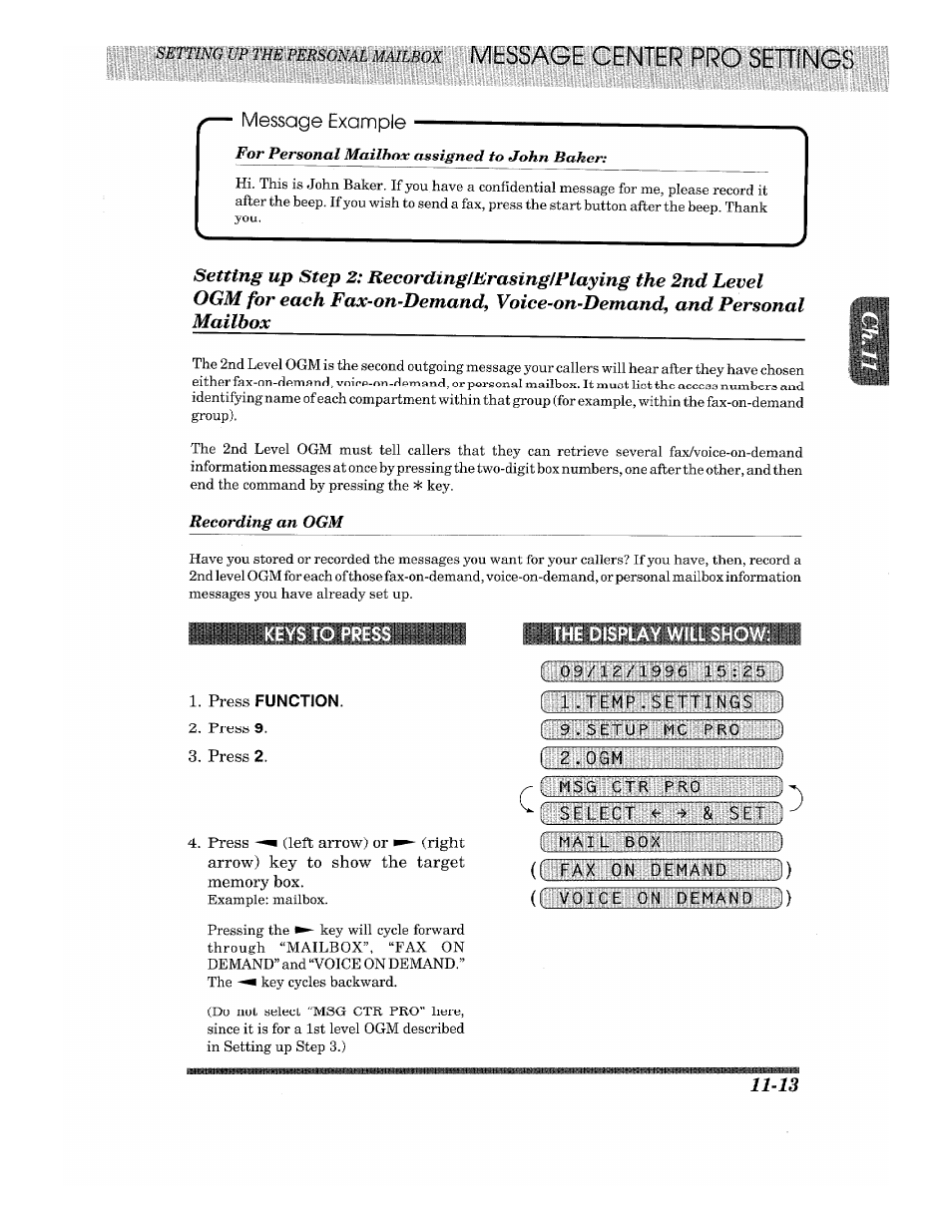 Keys to pres, Wmânmmvi, Press function. 2. press | Press, Ilis | Brother 875 MC User Manual | Page 137 / 166