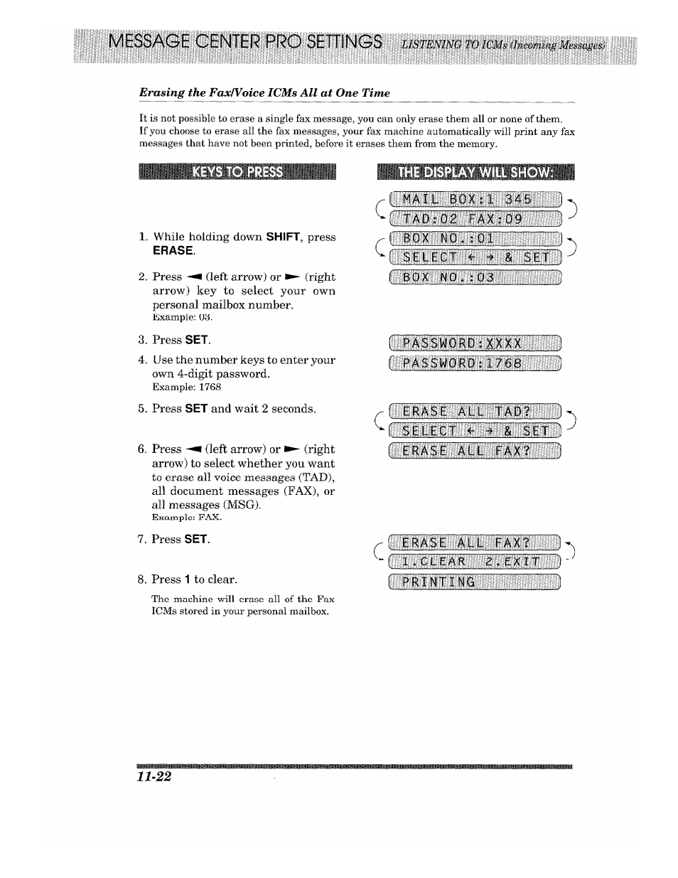 The display will show | Brother 875 MC User Manual | Page 146 / 166