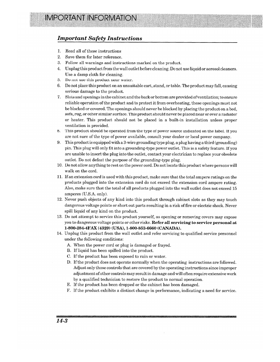 Important safety instructions | Brother 875 MC User Manual | Page 160 / 166