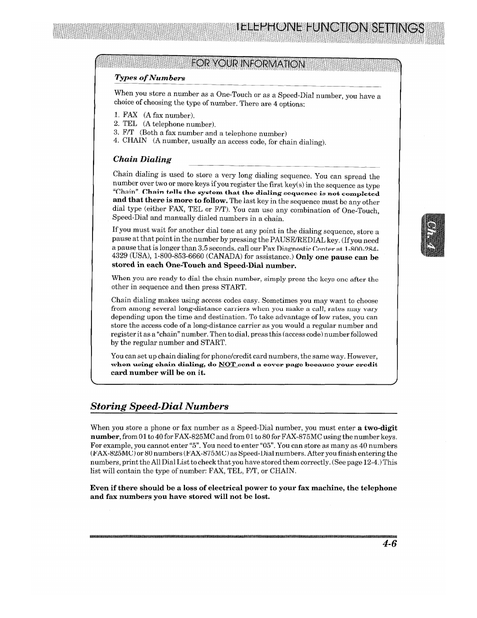 Storing speed-dial numbers, Chain dialing | Brother 875 MC User Manual | Page 41 / 166