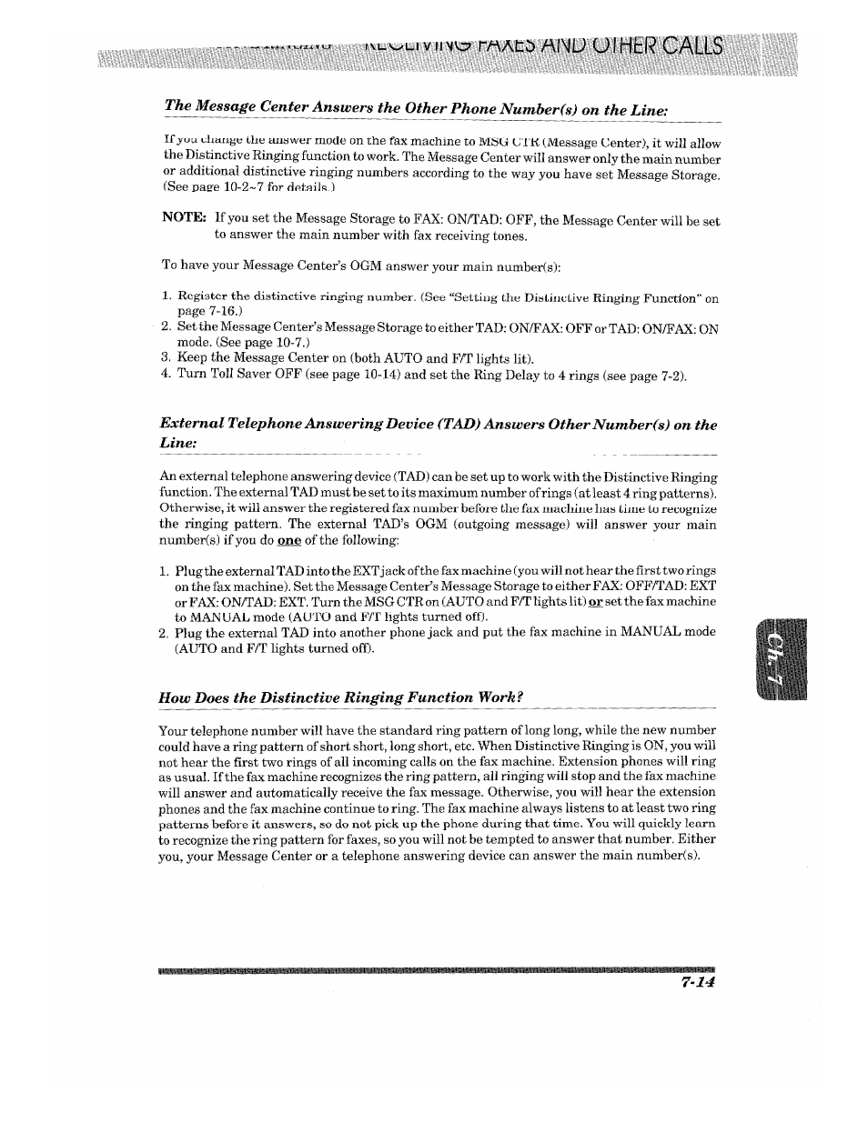 How does the distinctive ringing function work | Brother 875 MC User Manual | Page 81 / 166