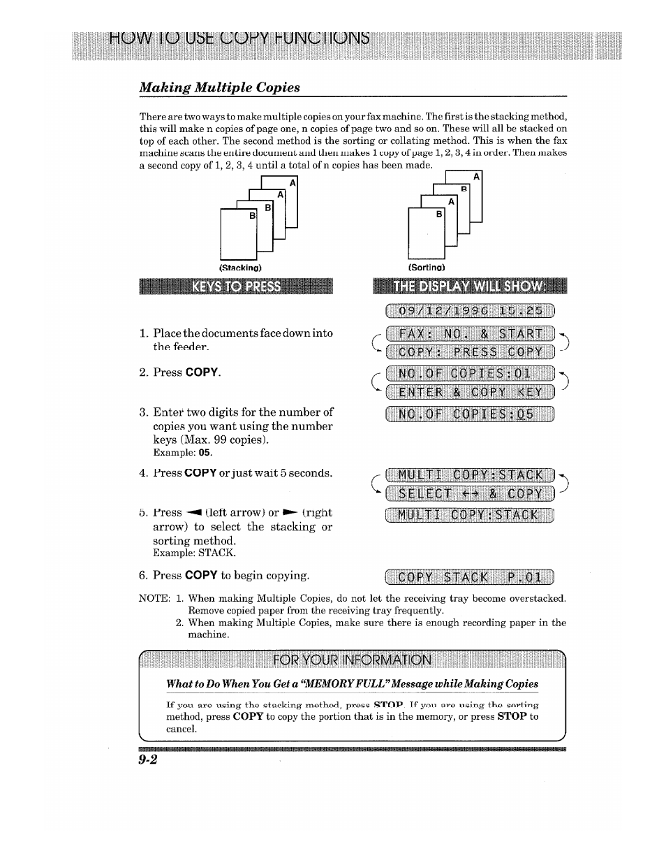 Making multiple copies, Making multiple copies -2, Ijiijiliilliiitgiiliji | Brother 875 MC User Manual | Page 96 / 166