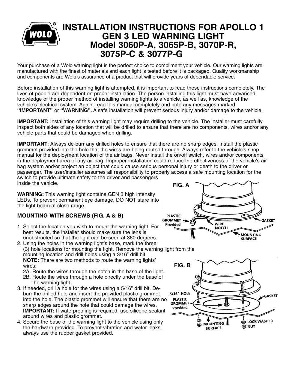 Wolo 3077P-G Apollo 1 User Manual | 2 pages