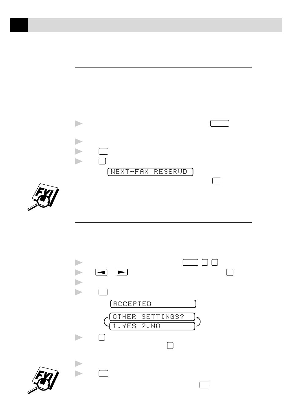 Next-fax reservation, Multiple resolution transmission | Brother FAX 375MC User Manual | Page 58 / 123