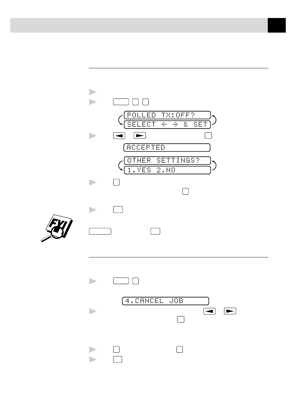 Setting up polling transmit, Canceling a scheduled job | Brother FAX 375MC User Manual | Page 59 / 123