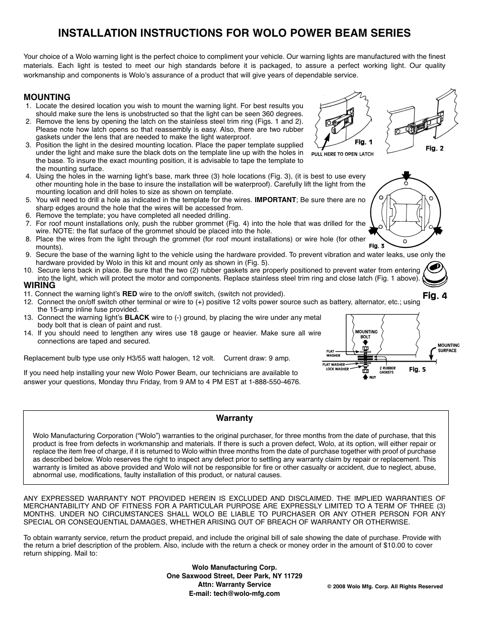 Wolo 3610-R Power Beam User Manual | 1 page
