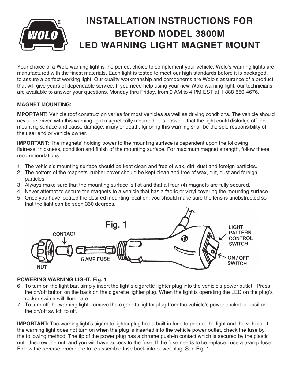 Wolo 3800M SERIES Wolo Beyond User Manual | 2 pages