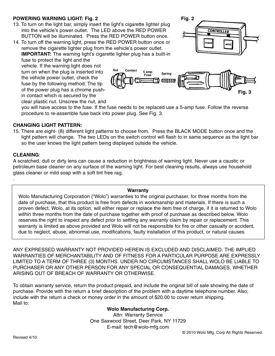 Wolo 3780-R Outer Limits User Manual | Page 2 / 2