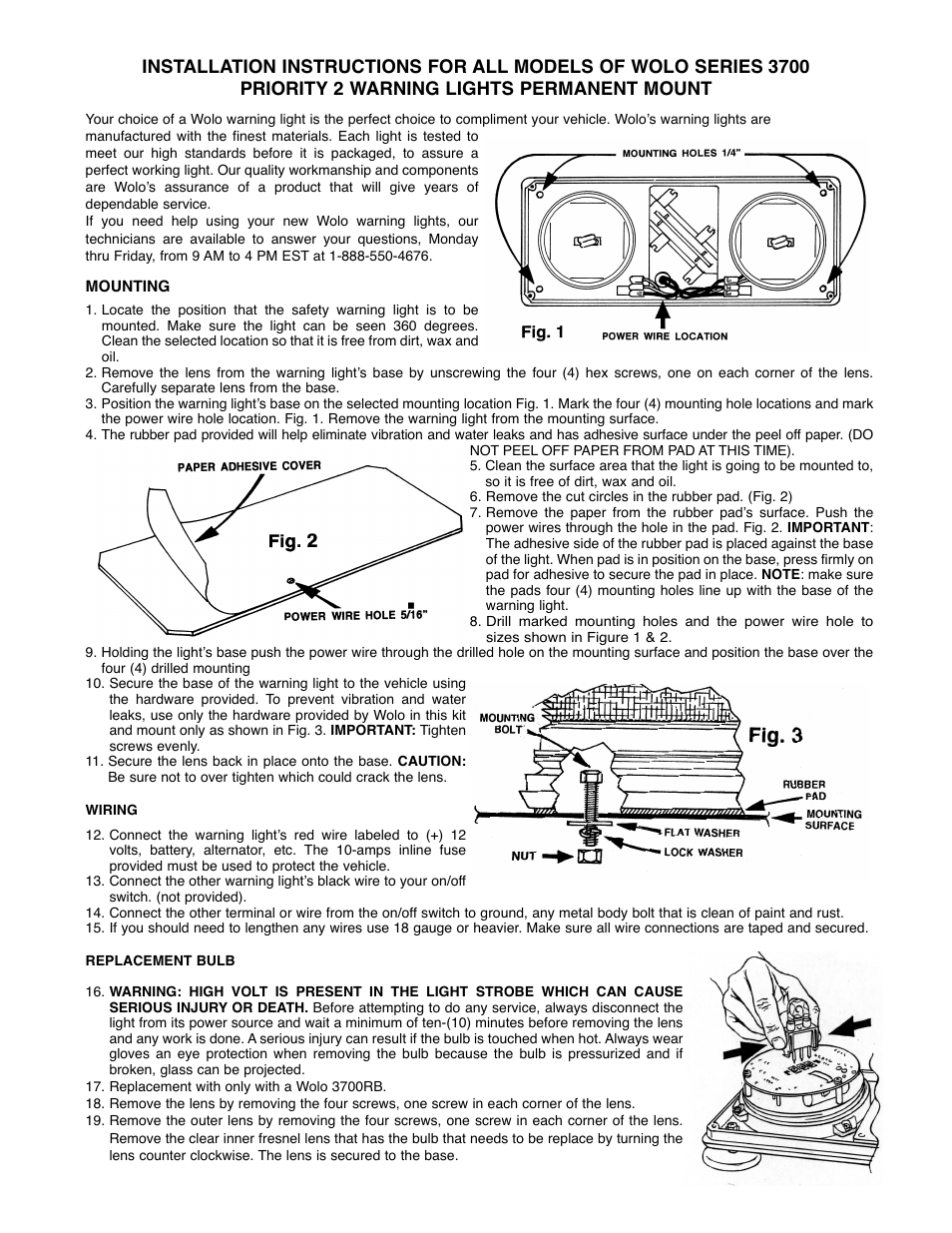 Wolo 3700P SERIES Priority 2 User Manual | 2 pages