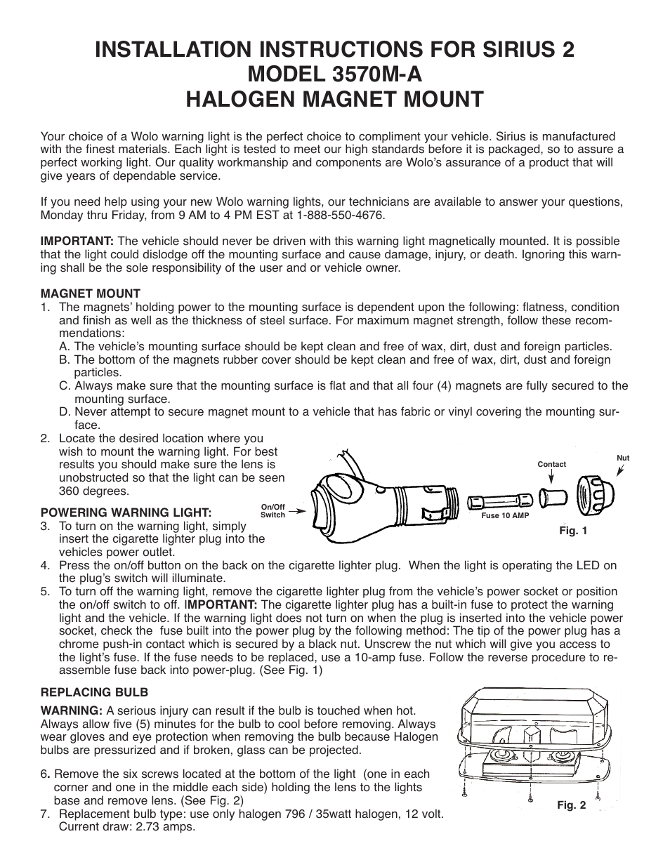 Wolo 3570M-A Sirius 2 User Manual | 2 pages