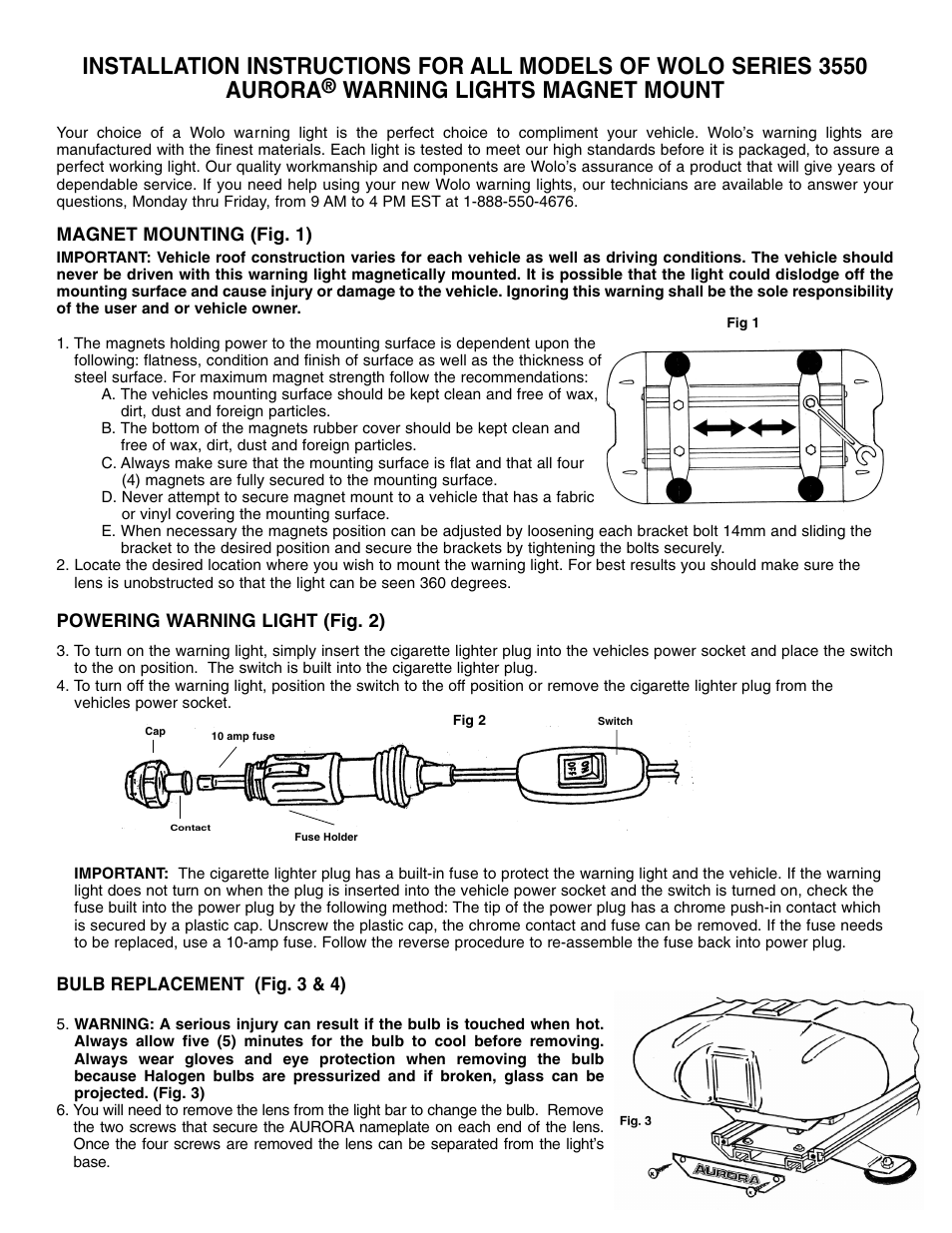 Wolo 3550 SERIES Wolo-Aurora User Manual | 2 pages
