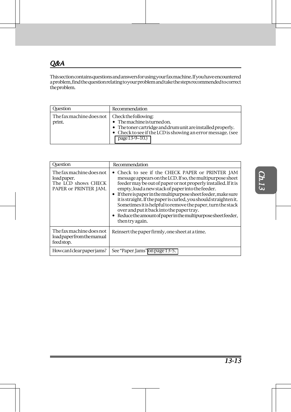 Q & a -13, Regular maintenance and troubleshooting | Brother INTELLIFAX 3550 User Manual | Page 127 / 138