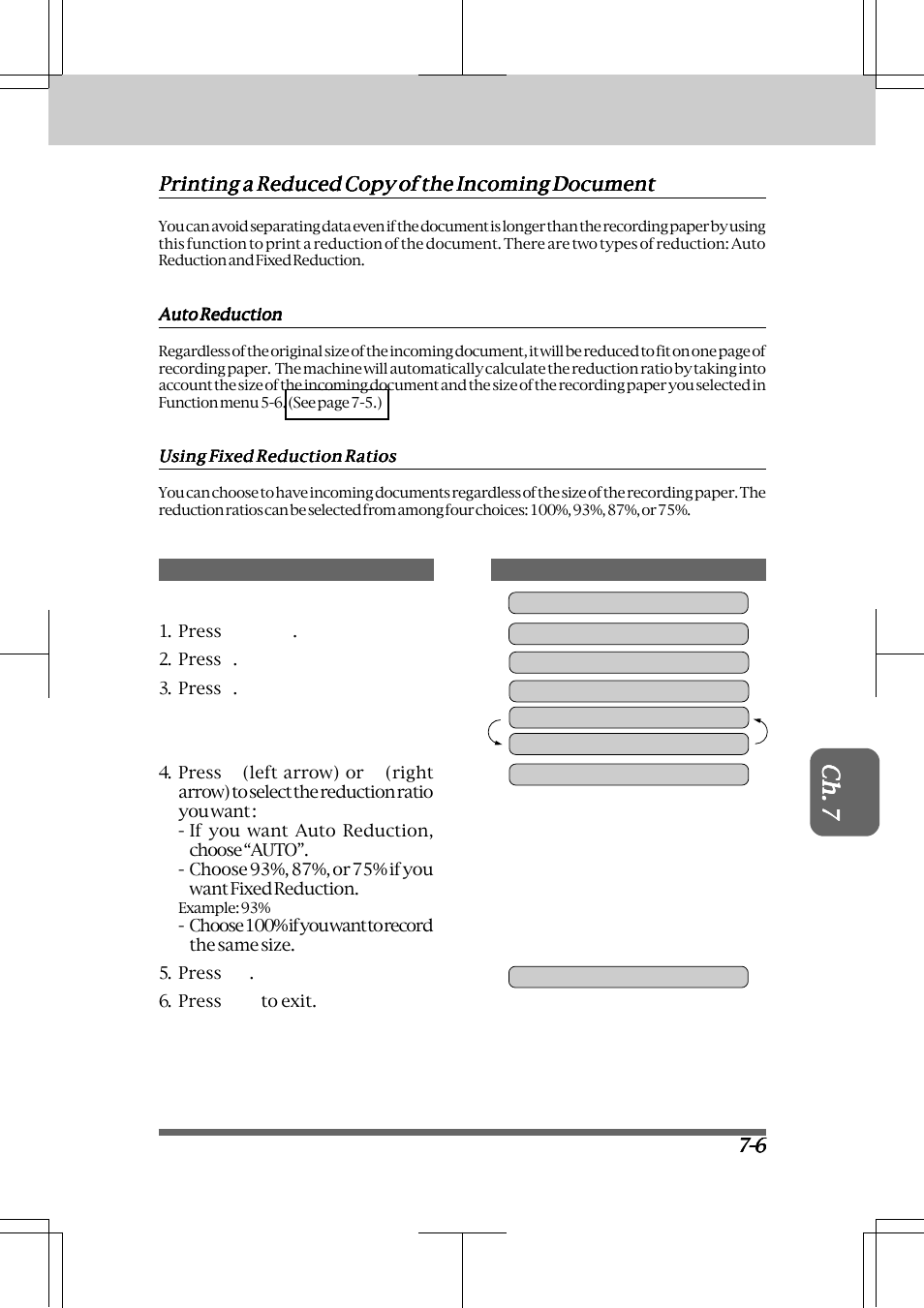 Auto reduction -6 using fixed reduction ratios -6, Receiving faxes and other calls | Brother INTELLIFAX 3550 User Manual | Page 71 / 138