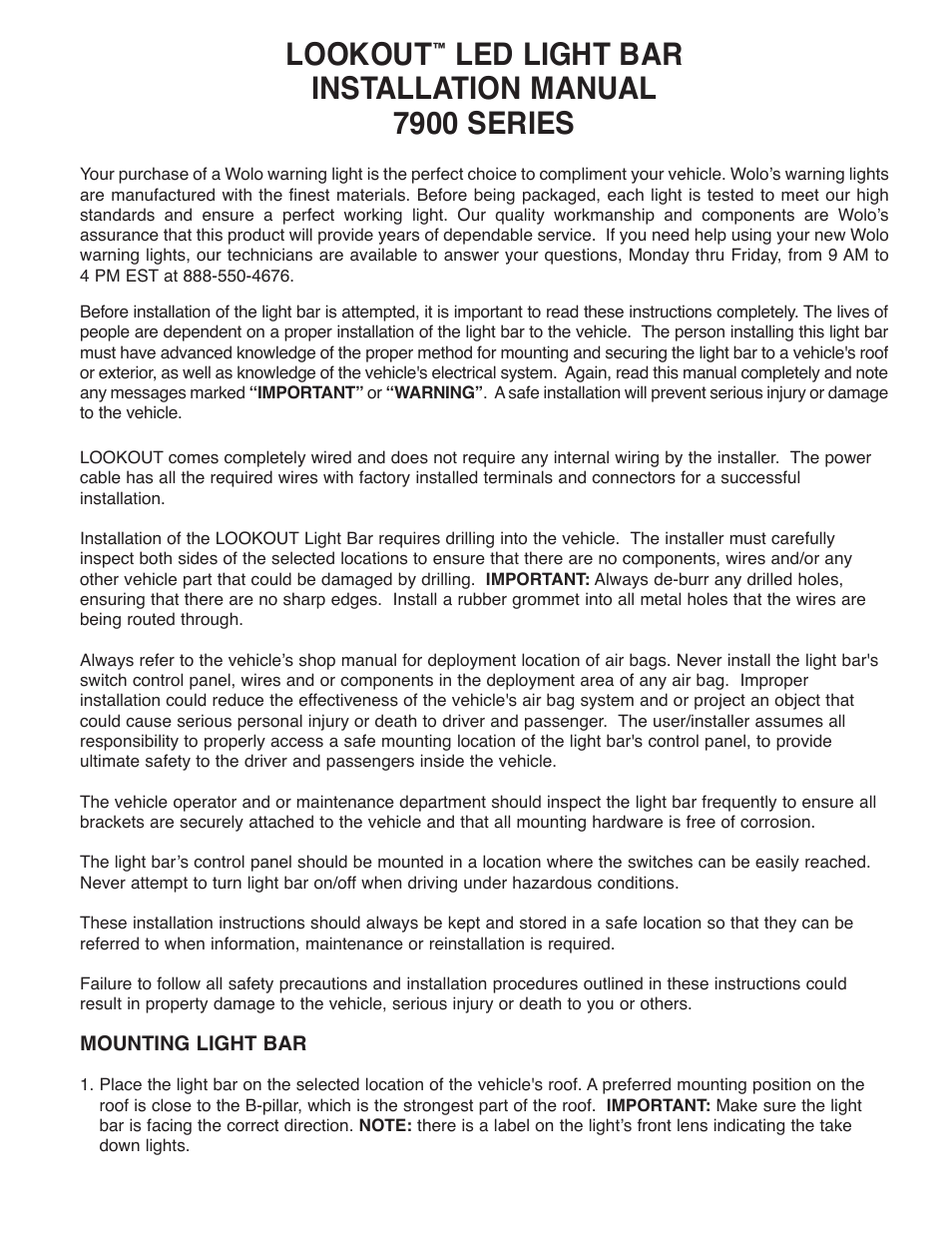 Wolo 7900 SERIES Lookout User Manual | 5 pages