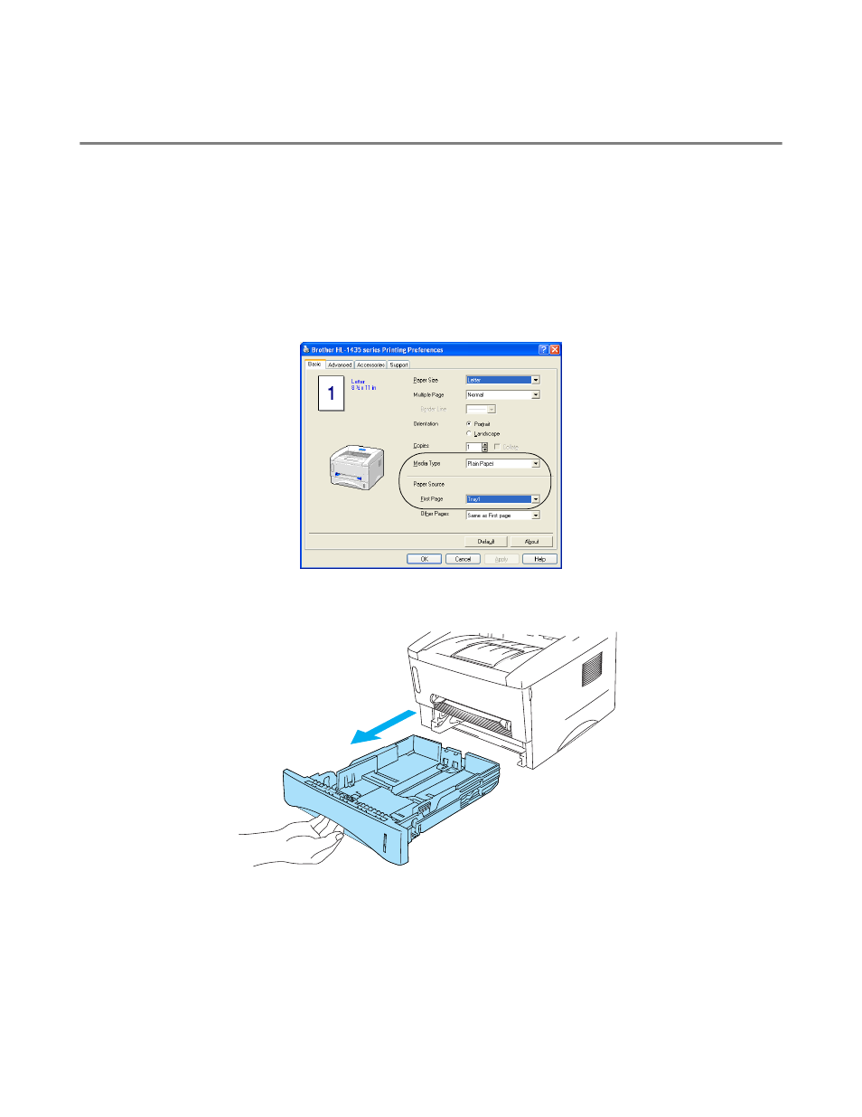 Printing methods, Printing on plain paper, Printing on plain paper from the paper tray | Printing methods -8, Printing on plain paper -8, Printing on plain paper from the paper tray -8 | Brother HL-1435 User Manual | Page 21 / 97