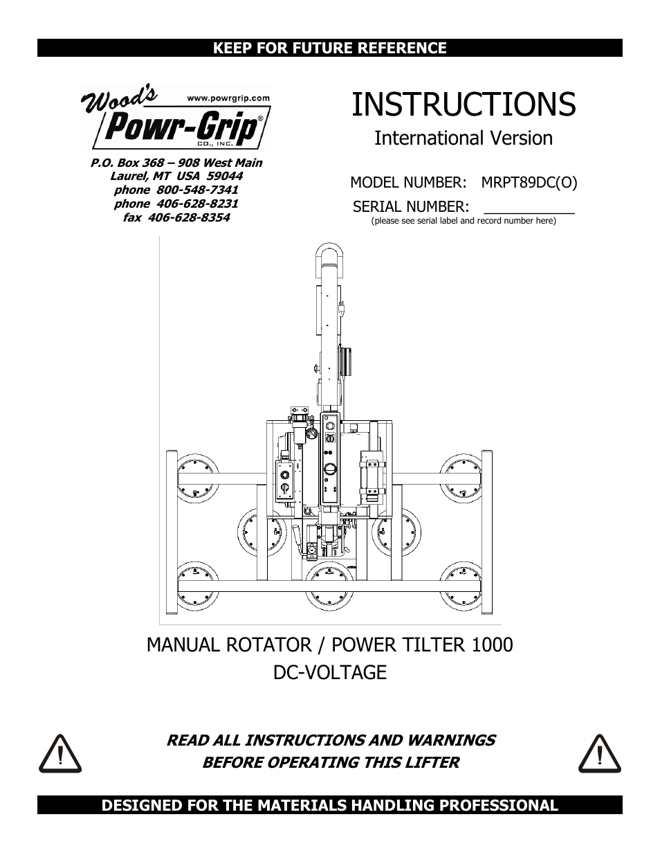 Wood’s Powr-Grip MRPT89DC User Manual | 37 pages