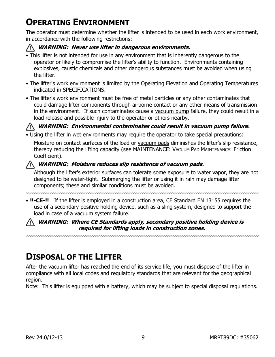 Perating, Nvironment, Isposal of the | Ifter | Wood’s Powr-Grip MRPT89DC User Manual | Page 11 / 37