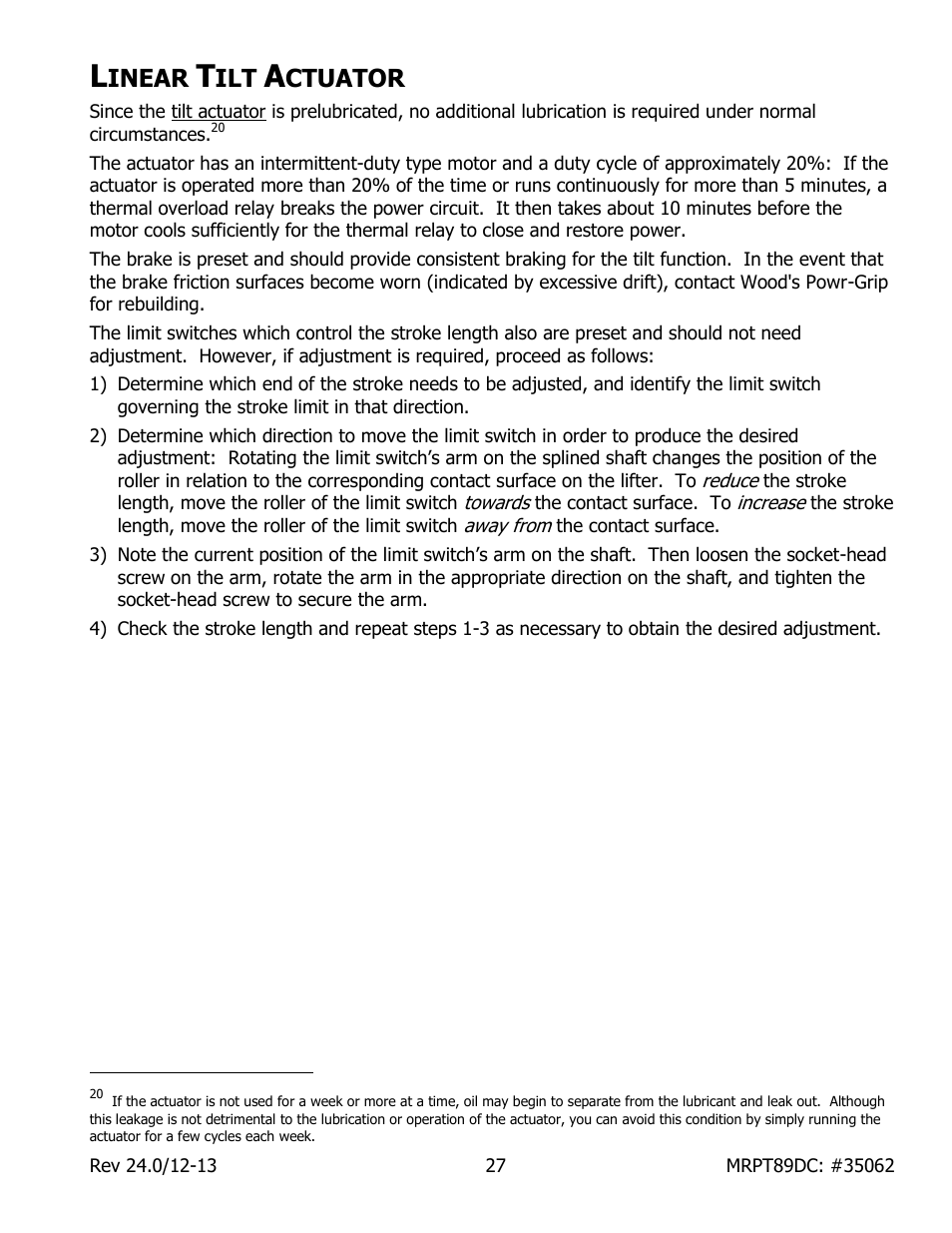 Inear, Ctuator | Wood’s Powr-Grip MRPT89DC User Manual | Page 29 / 37