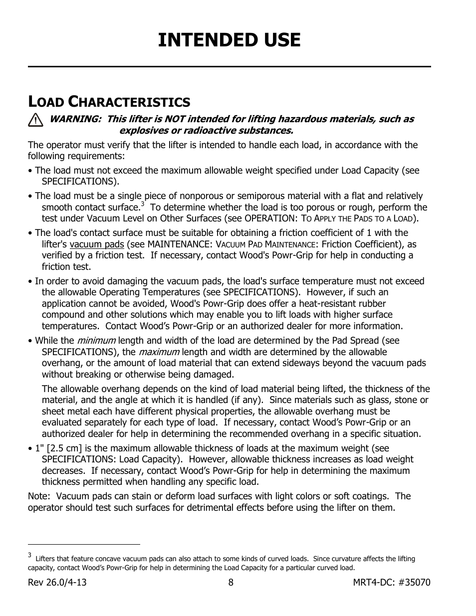 Intended use, Haracteristics | Wood’s Powr-Grip MRT49DC User Manual | Page 10 / 34