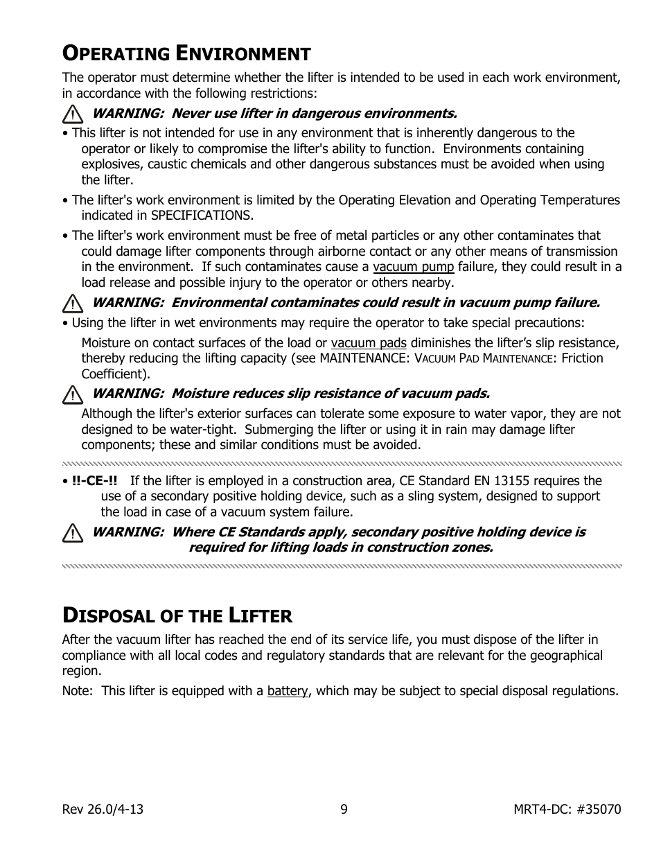 Perating, Nvironment, Isposal of the | Ifter | Wood’s Powr-Grip MRT49DC User Manual | Page 11 / 34