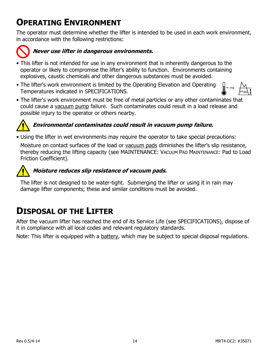 Perating, Nvironment, Isposal of the | Ifter | Wood’s Powr-Grip MRT49DC2 User Manual | Page 16 / 41