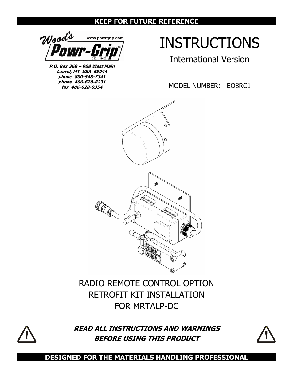 Wood’s Powr-Grip EO8RC1 User Manual | 5 pages