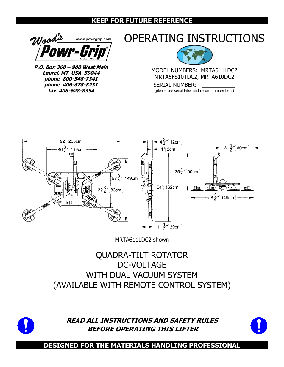 Wood’s Powr-Grip MRTA611LDC2 User Manual | 43 pages