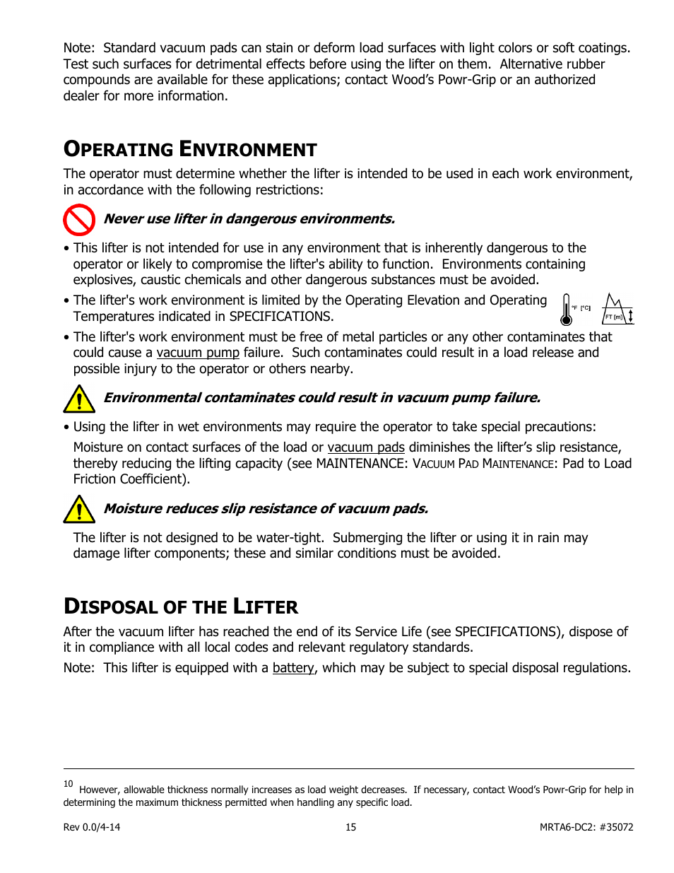 Perating, Nvironment, Isposal of the | Ifter | Wood’s Powr-Grip MRTA611LDC2 User Manual | Page 17 / 43