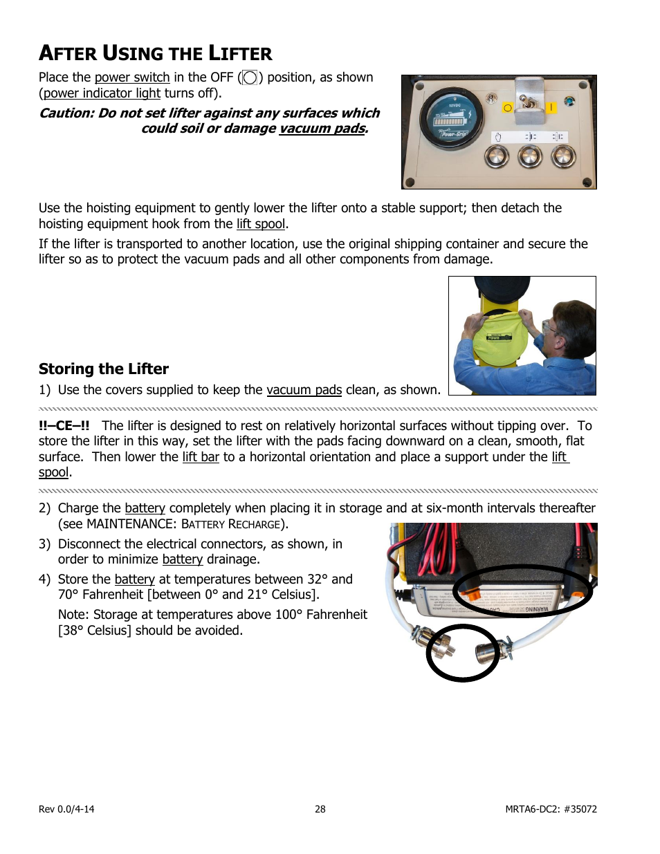 Fter, Sing the, Ifter | Storing the lifter | Wood’s Powr-Grip MRTA611LDC2 User Manual | Page 30 / 43