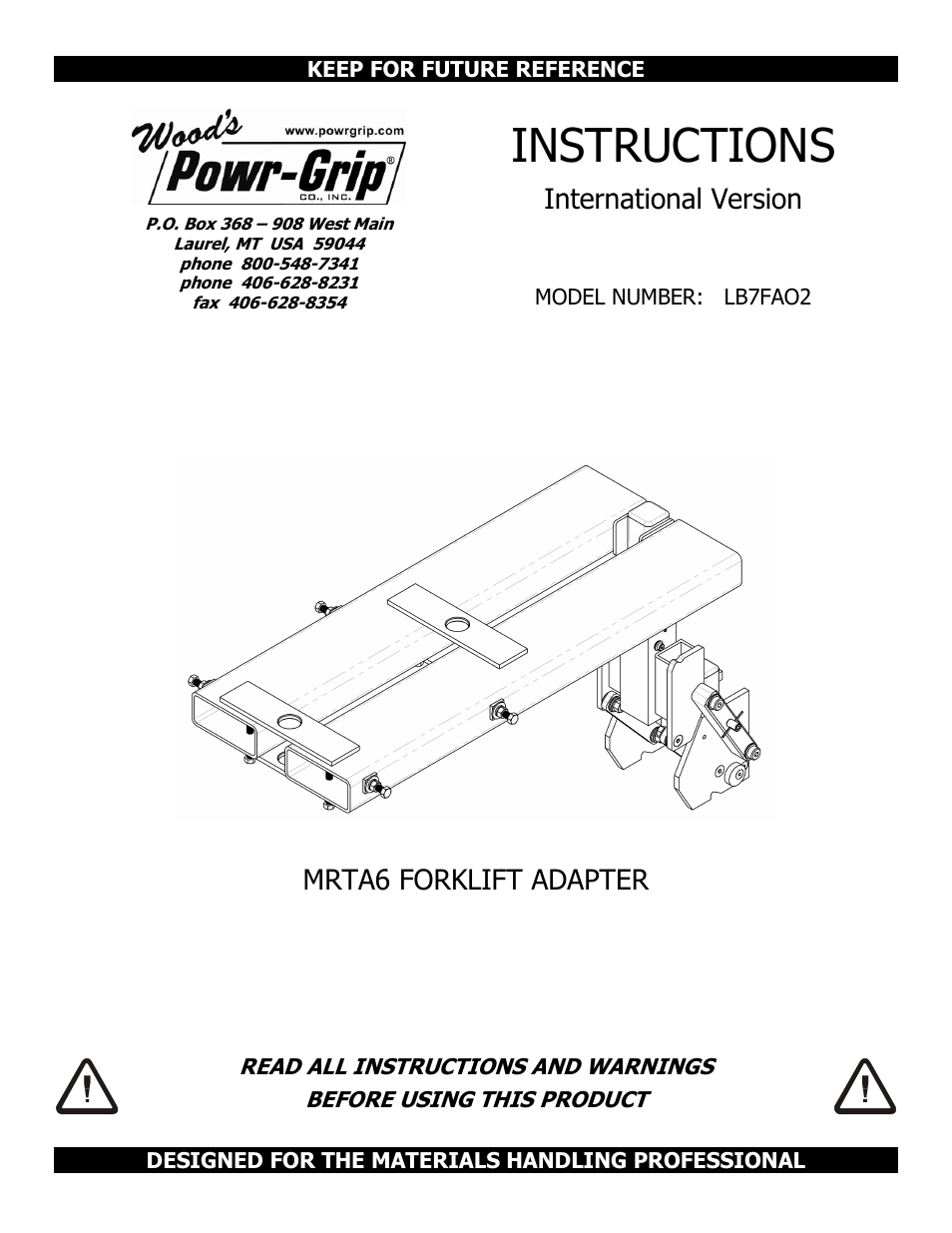 Wood’s Powr-Grip LB7FAO2 User Manual | 7 pages