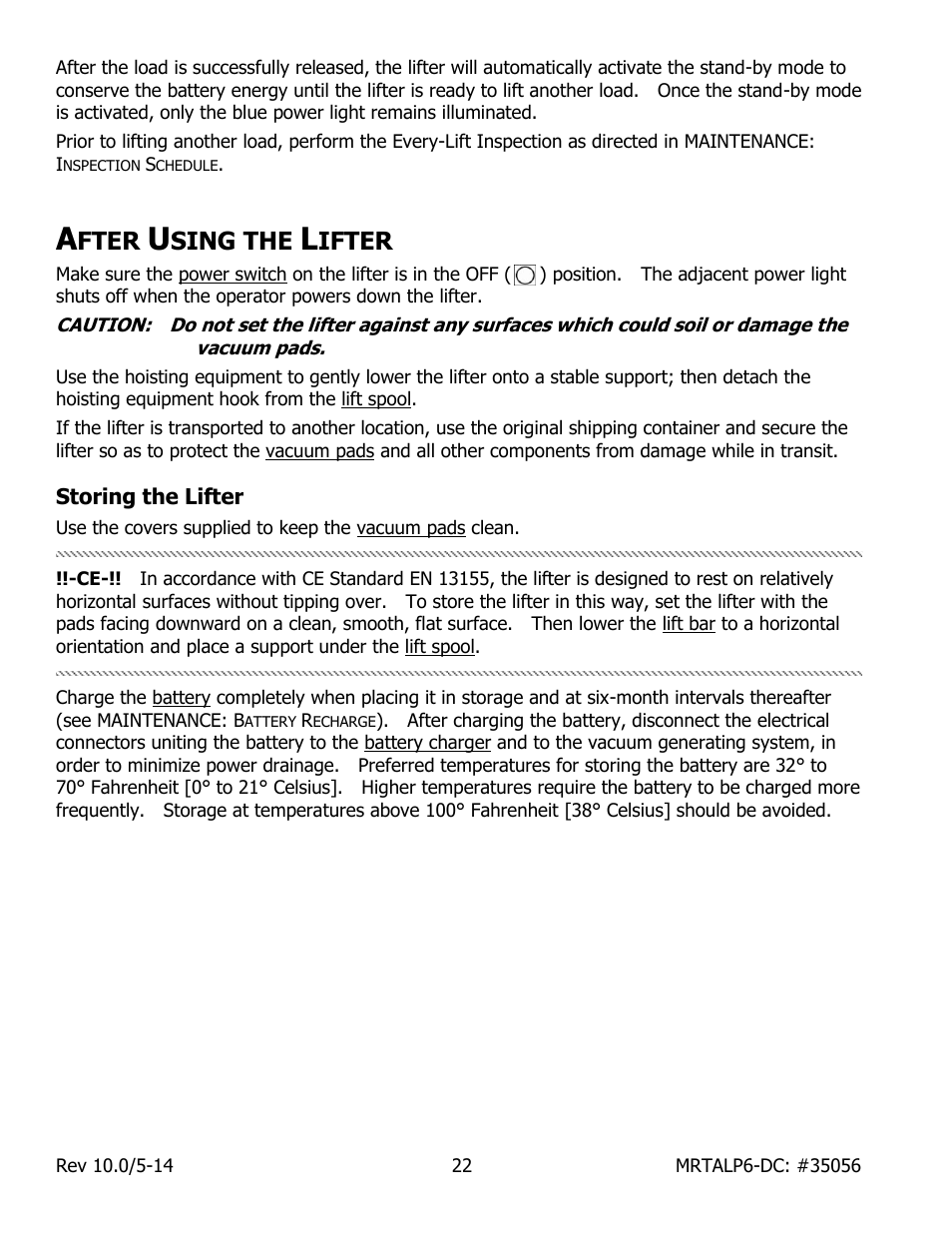 Fter, Sing the, Ifter | Storing the lifter | Wood’s Powr-Grip MRTALP611LDC User Manual | Page 24 / 39