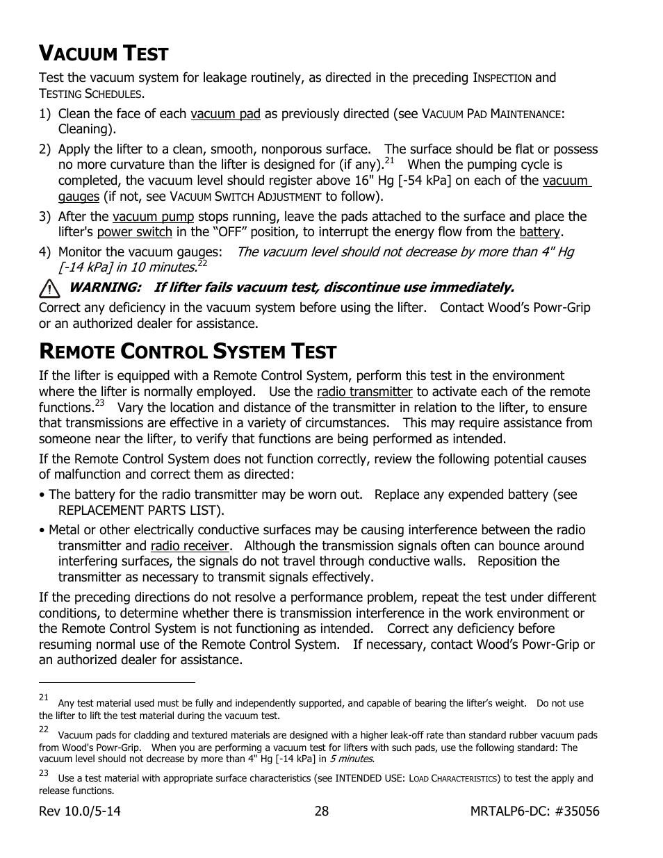 Acuum, Emote, Ontrol | Ystem | Wood’s Powr-Grip MRTALP611LDC User Manual | Page 30 / 39