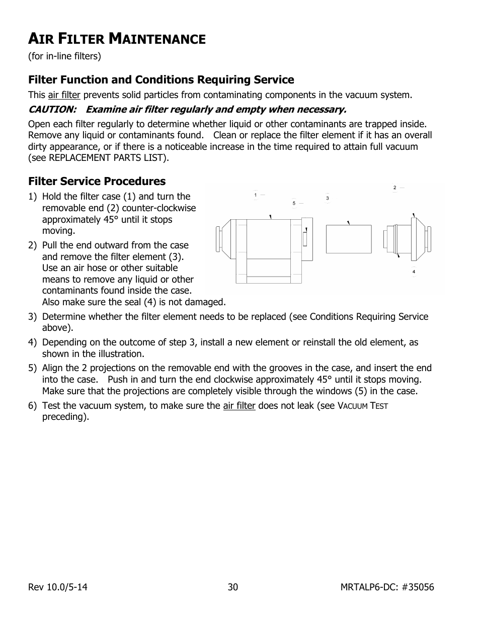 Ilter, Aintenance, Filter function and conditions requiring service | Filter service procedures | Wood’s Powr-Grip MRTALP611LDC User Manual | Page 32 / 39
