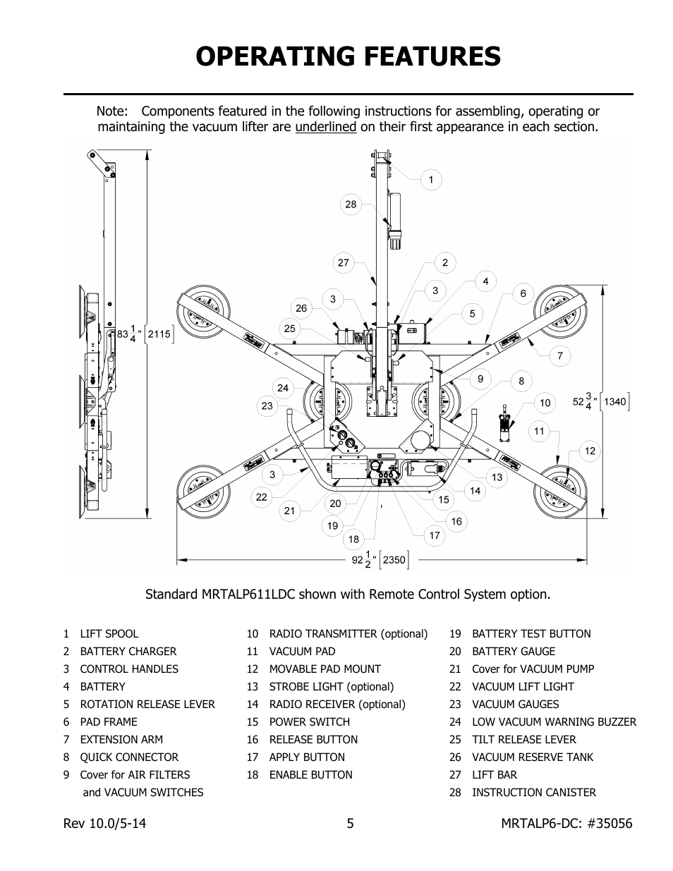 Operating features | Wood’s Powr-Grip MRTALP611LDC User Manual | Page 7 / 39