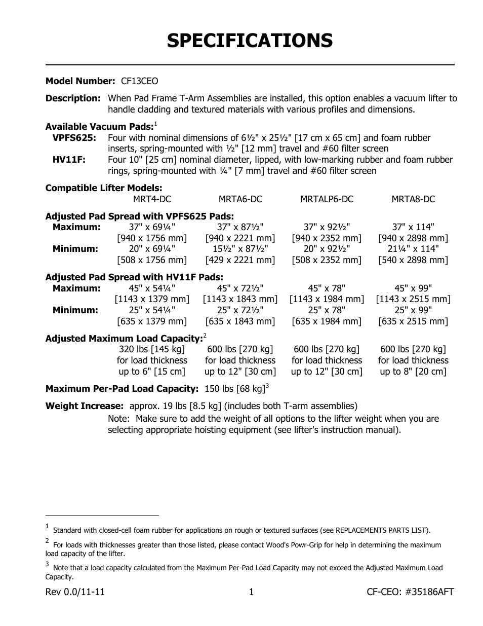 Specifications | Wood’s Powr-Grip CF15CEO User Manual | Page 3 / 16