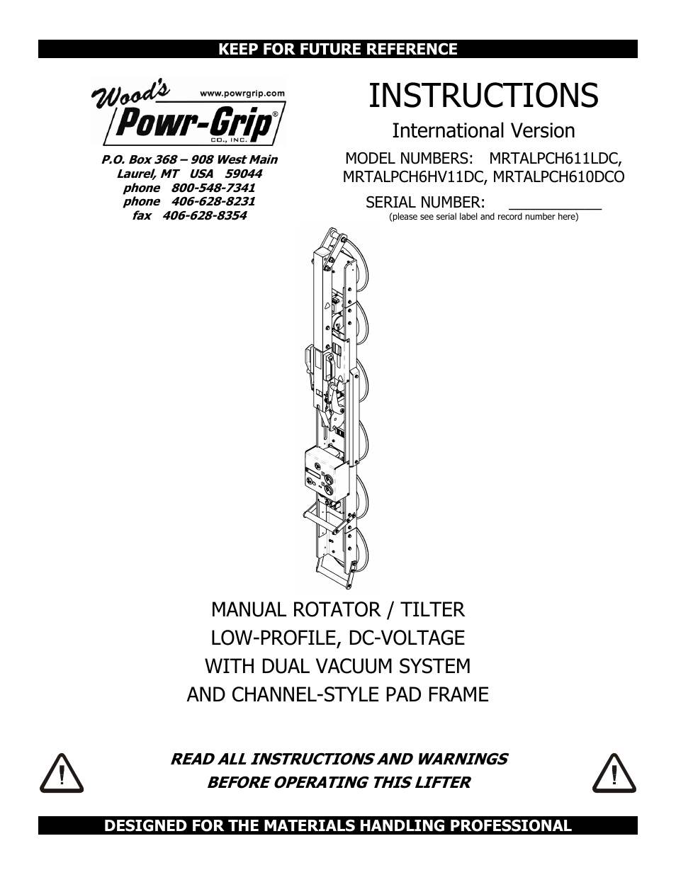 Wood’s Powr-Grip MRTALPCH611LDC User Manual | 38 pages