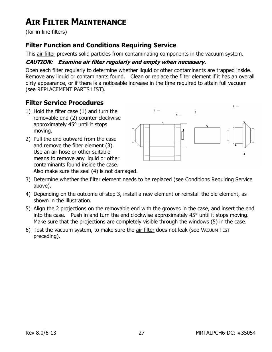 Ilter, Aintenance, Filter function and conditions requiring service | Filter service procedures | Wood’s Powr-Grip MRTALPCH611LDC User Manual | Page 29 / 38