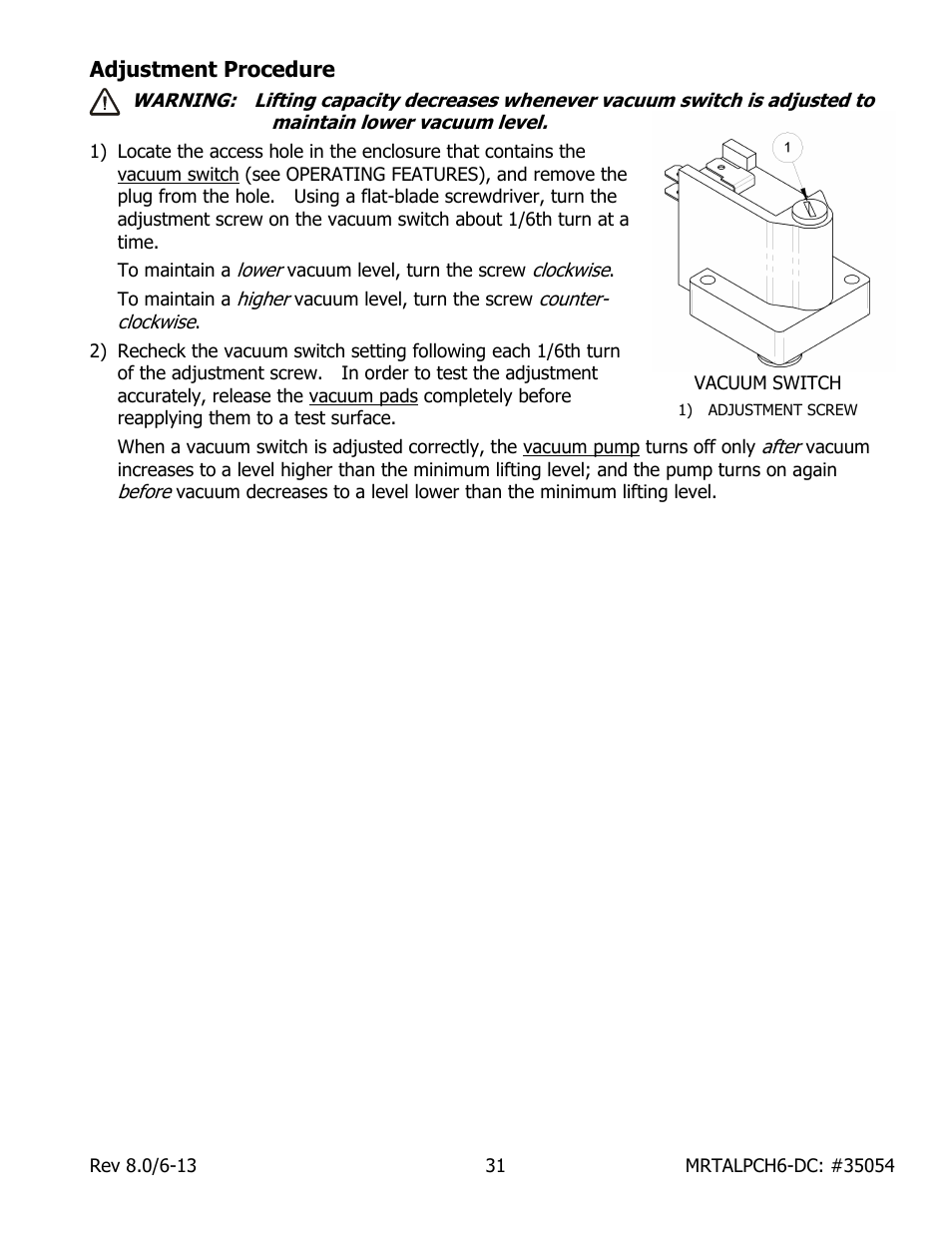 Adjustment procedure | Wood’s Powr-Grip MRTALPCH611LDC User Manual | Page 33 / 38